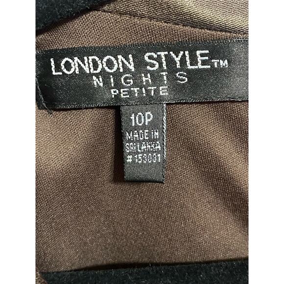 London Style Nights Evening Dress 10P Dark Tuape Ribbon Ruffle Wedding Event - Picture 2 of 16